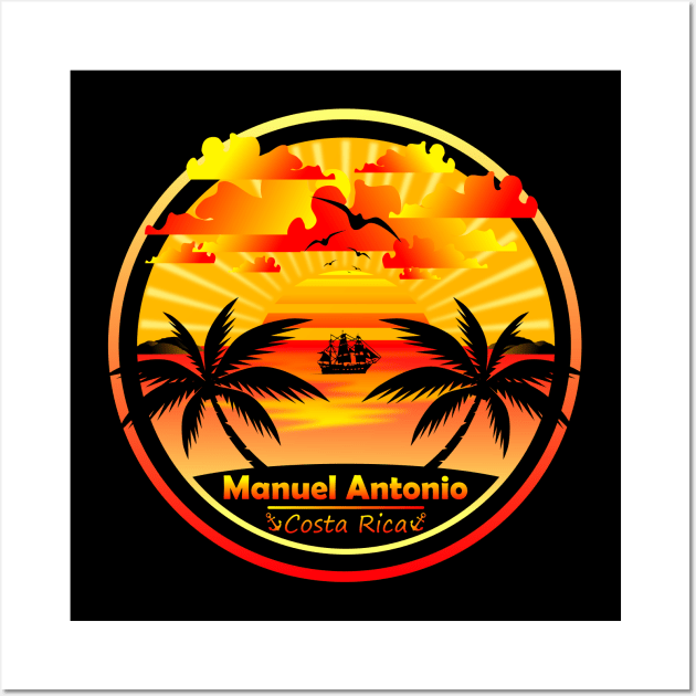 Manuel Antonio Beach Costa Rica, Palm Trees Sunset Summer Wall Art by Jahmar Anderson